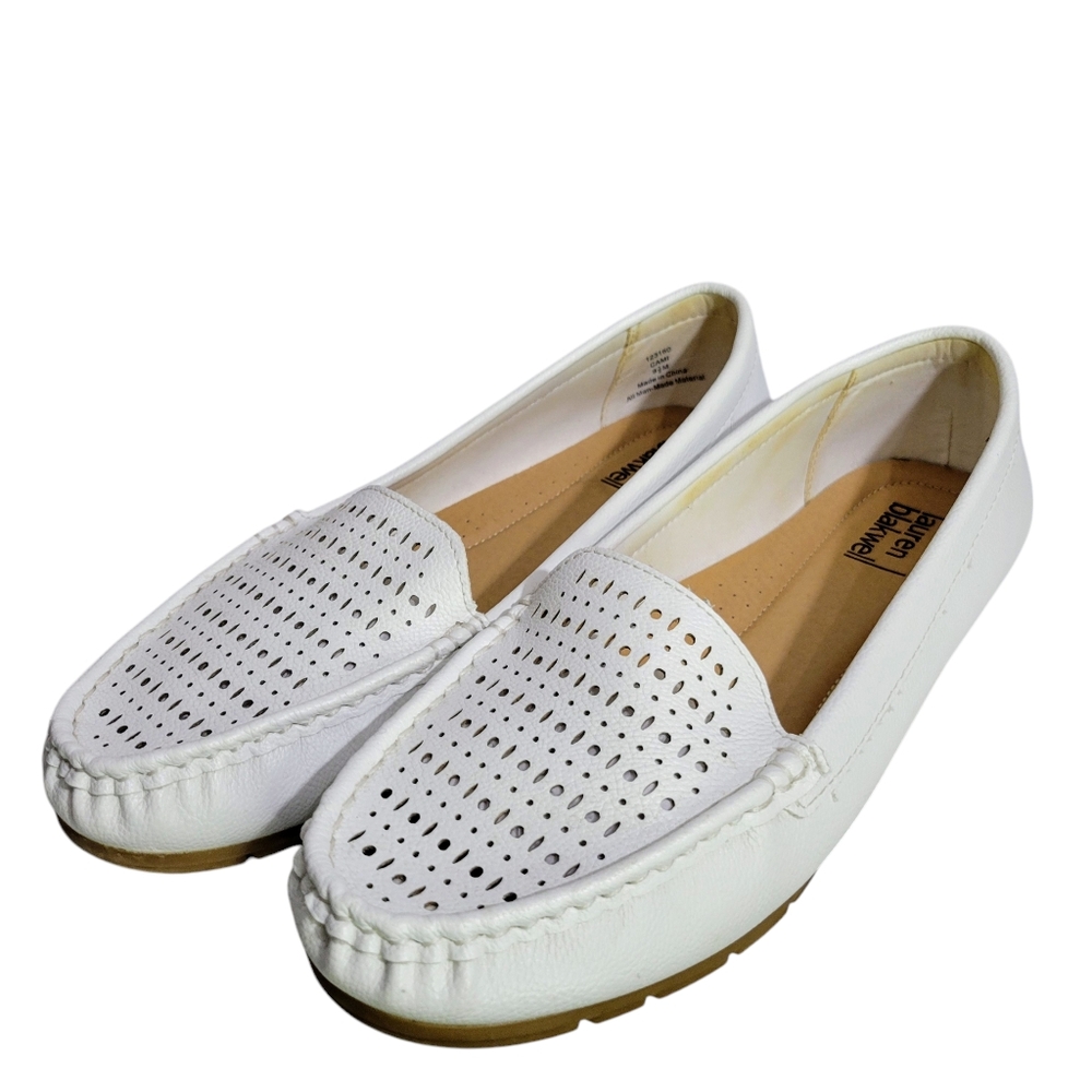 White Perforated Loafers